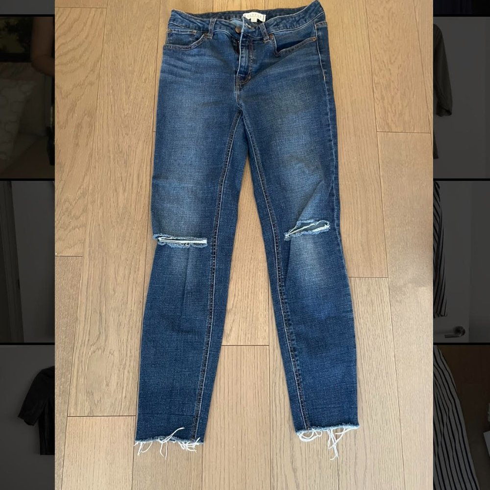 Ripped Mid Waist Jeans
